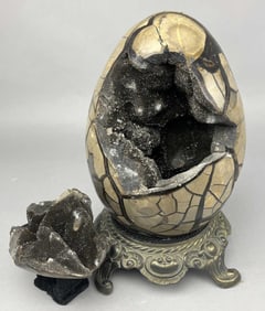 Septarian Druzy Egg UV Reactive Polished Geode