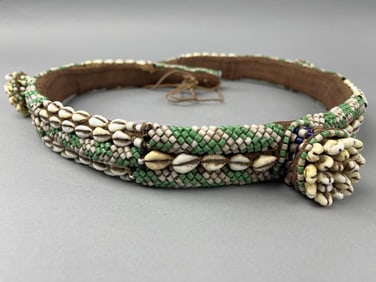 Vintage Kuba Beaded Cowrie Shells Belt