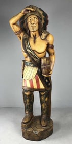 Carved & Painted Wood Cigar Store Indian 1970's