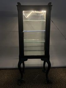 1920's Cast Iron & Glass Locking Medical Cabinet