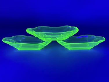 3pcs Set Vaseline Glass Banana Split Sundae Boats