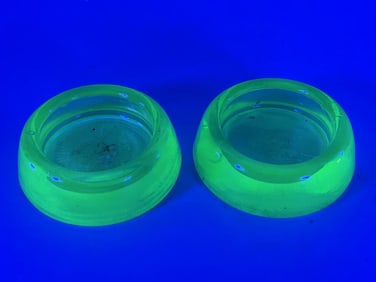 2 Green Uranium Glass Furniture Coasters