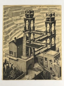 1961 M.C. Escher Waterfall Print By G.W. Brueghel