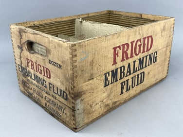 Frigid Embalming Fluid Co. Chicago, IL Wood Crate