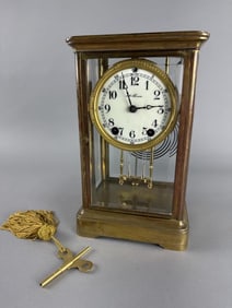 Seth Thomas Brass Crystal Regulator Mantel Clock