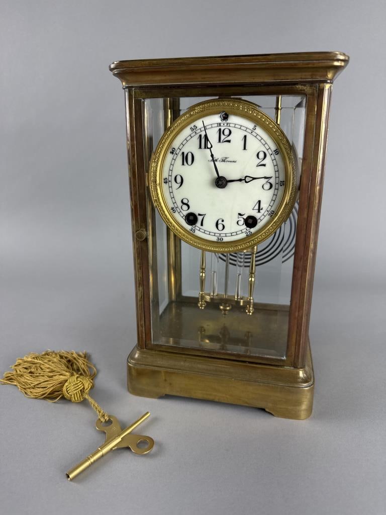 Seth Thomas Brass Crystal Regulator Mantel Clock (1 of 8)