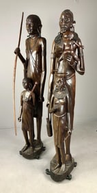 Wood Maasai Warriors 72" Life Sized Statues
