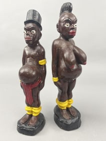 Black Americana Man & Woman Chalkware Figurines