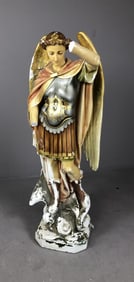Antique Horsehair Plaster St. Michael Statue