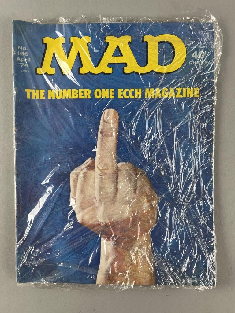 Mad Magazine #166 April 1974 The Finger: Magazine is wrapped in plastic wrap. Magazine measures 8" x 10.5".