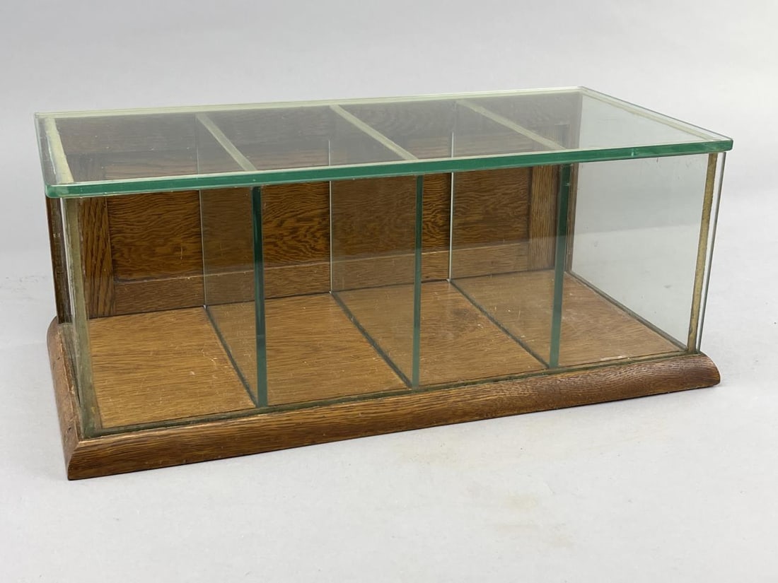 4 Compartment Wood Back Open Glass Display Case (1 of 5)
