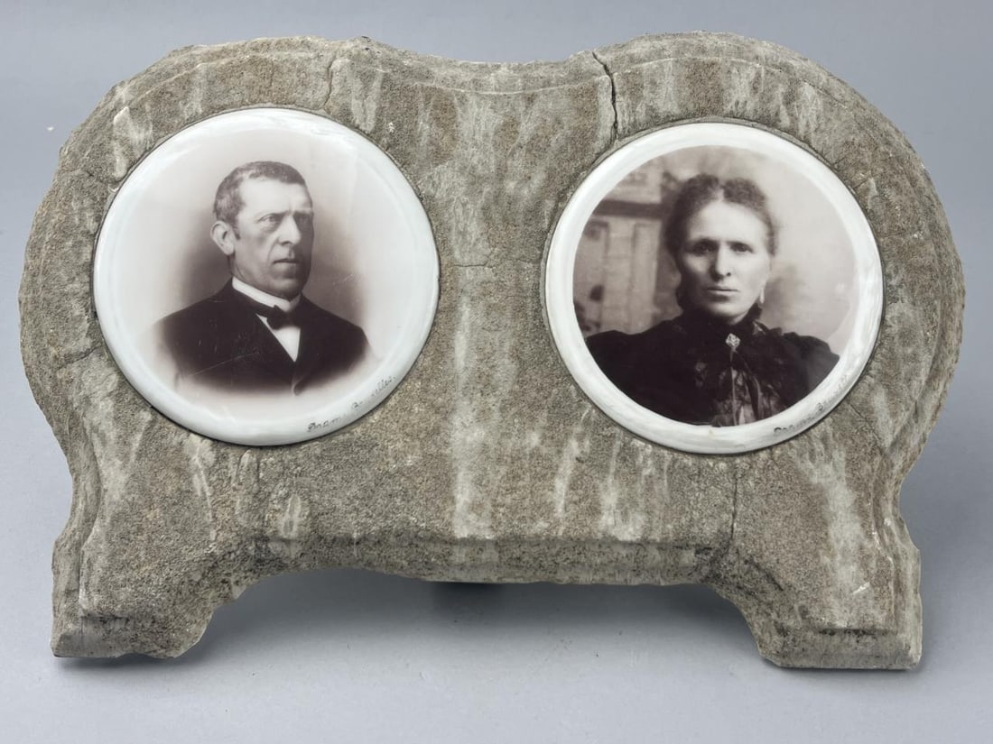 Porcelain Picture Transfer Marble Grave Marker: Headstone measures 13.5" x 9" x 7" & weighs 9.6lbs.