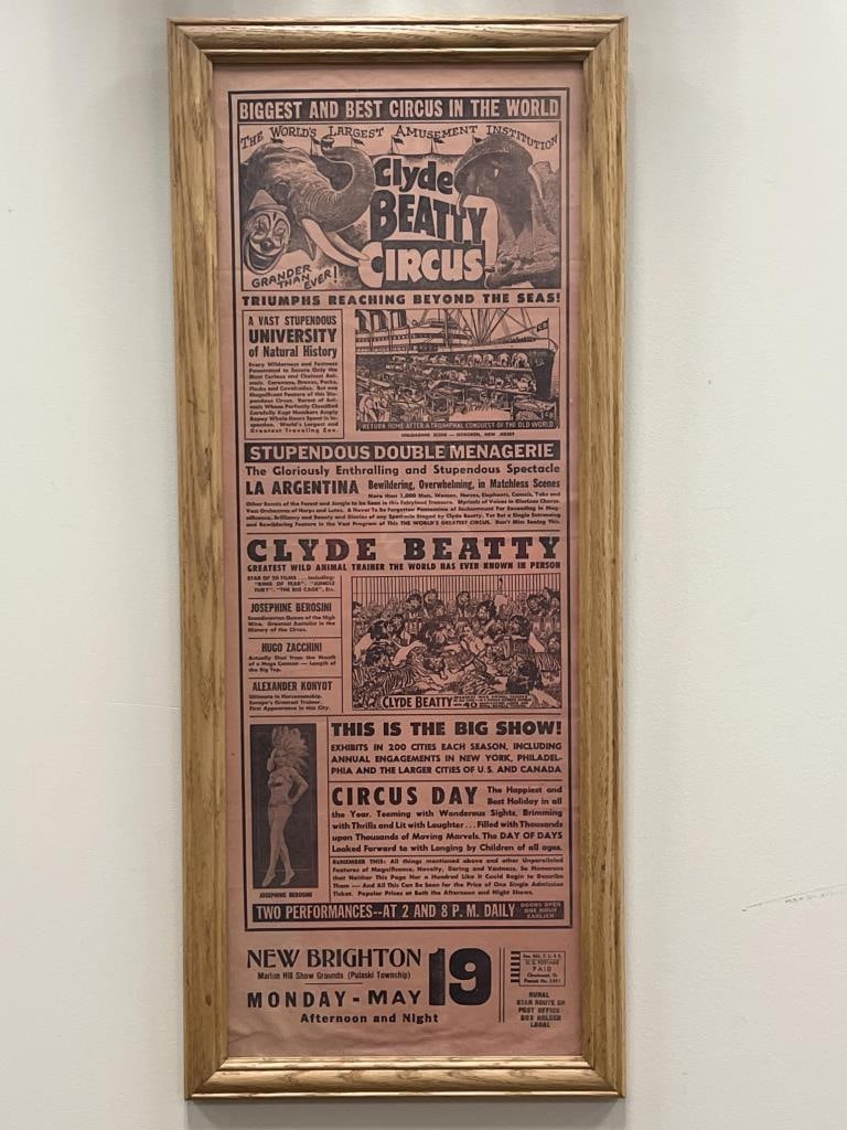 Clyde Beatty Circus Poster New Brighton MI (1 of 3)