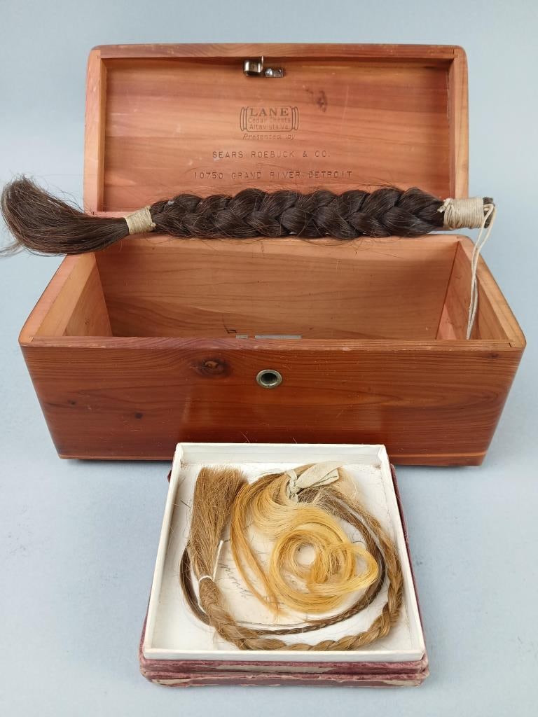 Four Locks Of Hair With Cedar Chest (1 of 1)