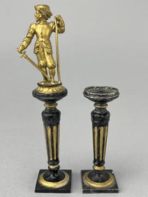 Pair Of Painted Metal Doric Columns, Statue