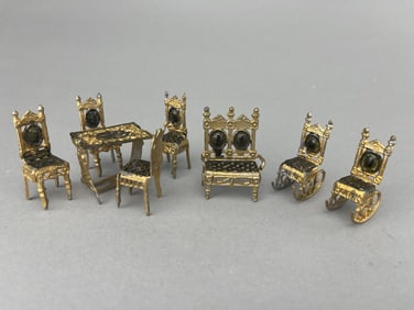 Soft Metal Parlor Set In Gilt And Black