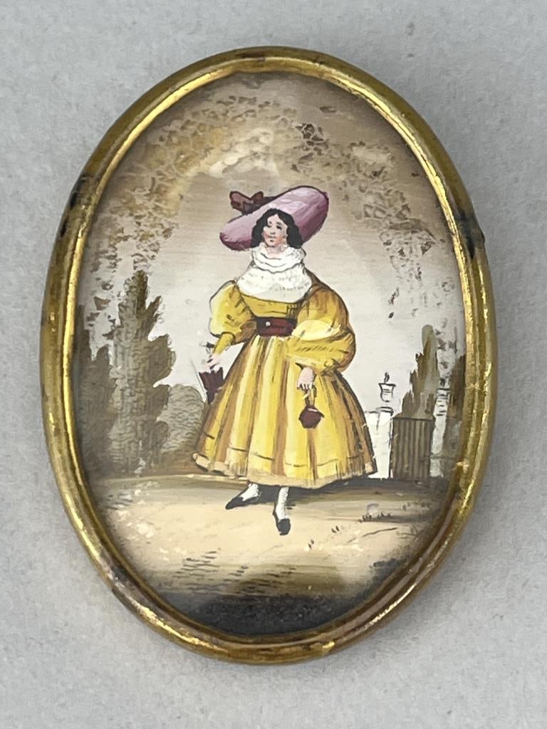 Oval Reverse Painted Painting, 1830 (1 of 2)