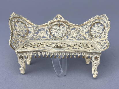 Soft Metal Settee, 1960"S: Similar to antique German settee. 4 1/4 x 1 1/2 x 2 1/2" tall. 