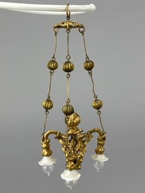 3 Light Erhard & Sohne Gold Ormolu Chandelier