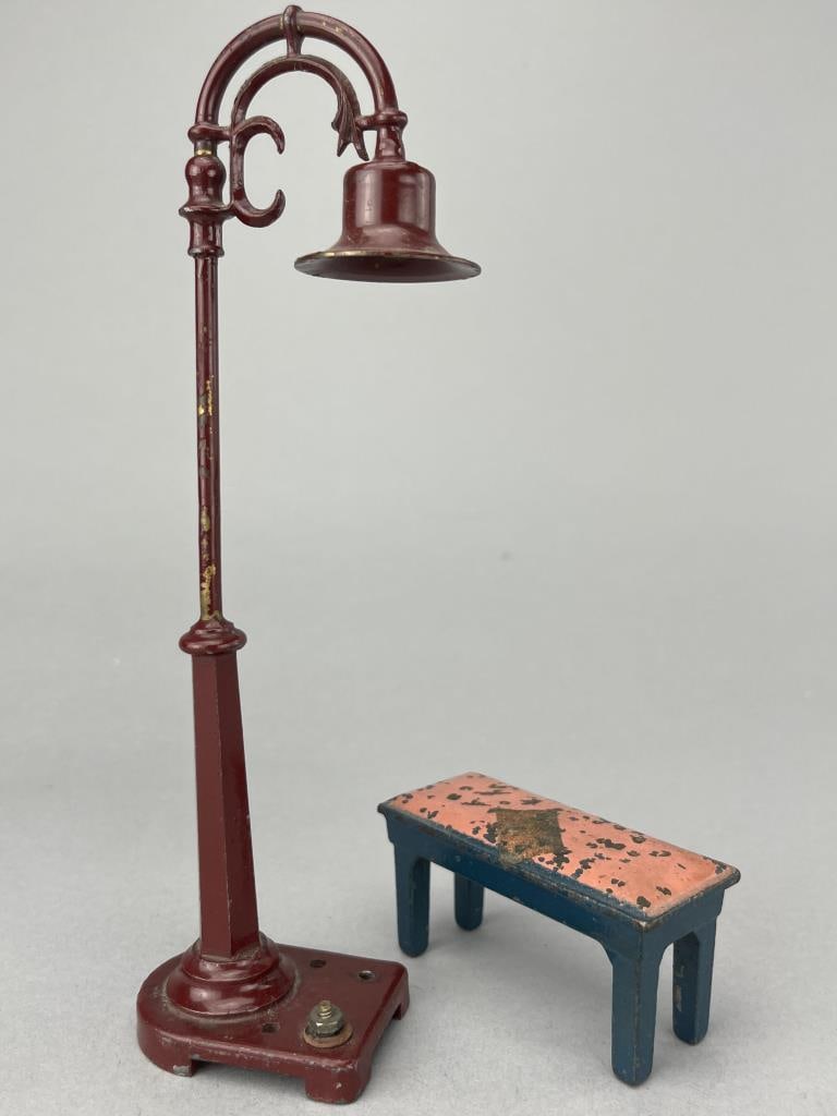 Cast Iron Lionel Lamp, Arcade Piano Bench (1 of 3)