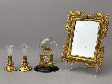 Erhard & Sohne Fluted Vases, Mirror And Clock