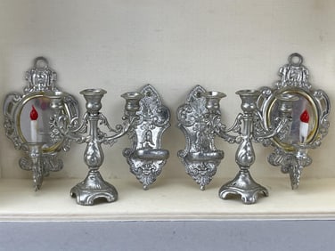 6 German Silver Colored Candle Stands
