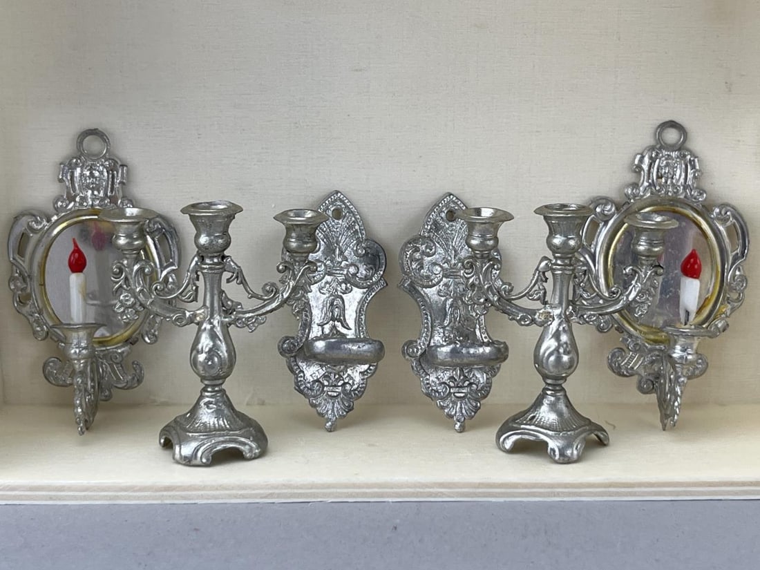6 German Silver Colored Candle Stands (1 of 4)