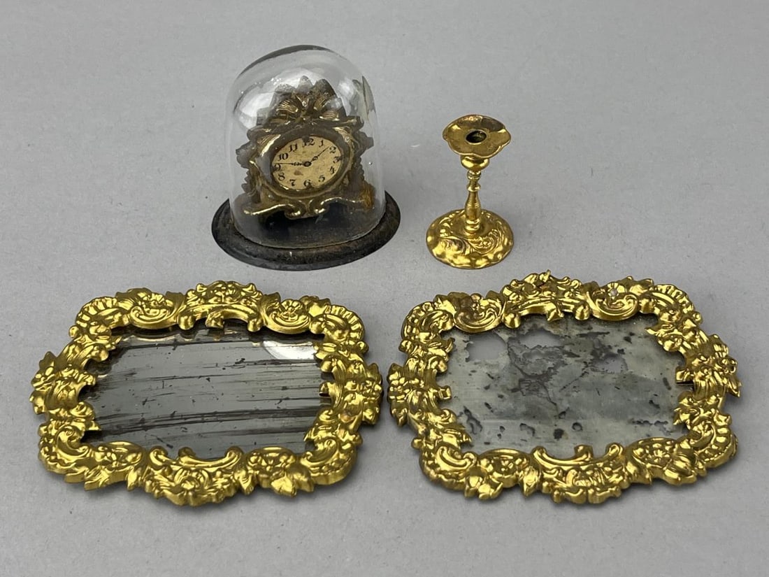 Pr. Erhard & Sohne Mirrors & Candlestick, Clock (1 of 5)
