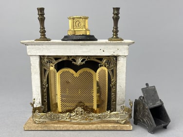 Ormolu Fireplace In 1/2" Scale W/ Accessories