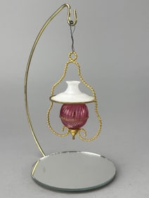 Brass & Glass Hanging Lamp, 1890-1915