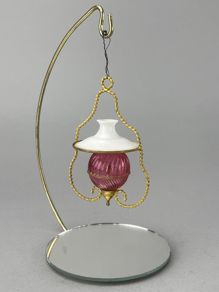 Brass & Glass Hanging Lamp, 1890-1915 (1 of 3)