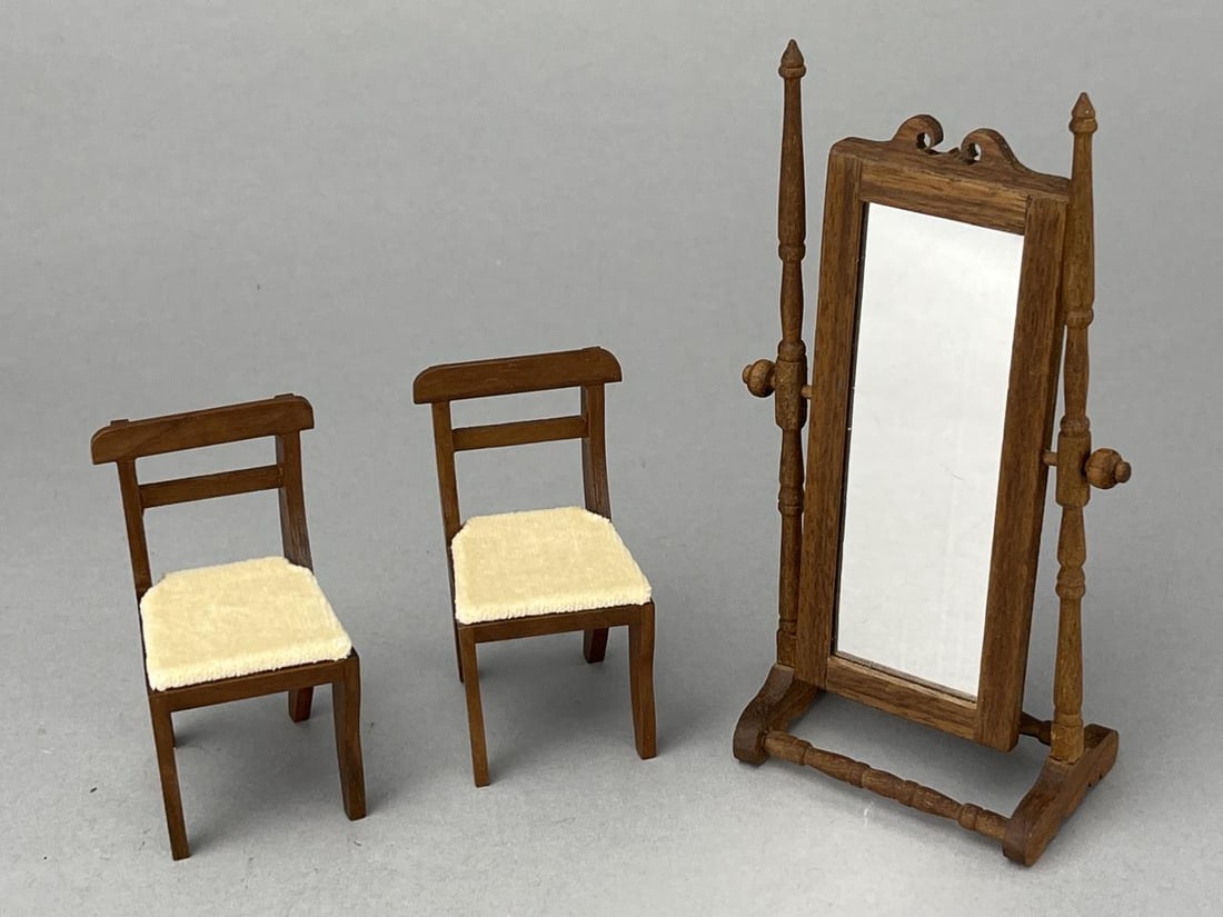 Barbara Hoffman Chairs, Handmade Pier Mirror: Unmarked Barbara Hoffman chairs. provenance is genuine. 3". Handmade Pier mirror is not marked but is very well made. 5?.
