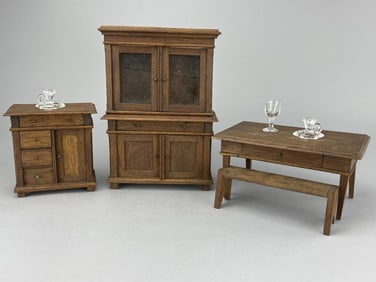 Doll Size Dining Set, Dark Oak