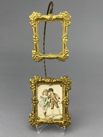 Erhard & Sohn Ormolu Frames W/ Vict. Print