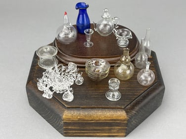 Blown Glass, Punch Bowl And Bowl Set