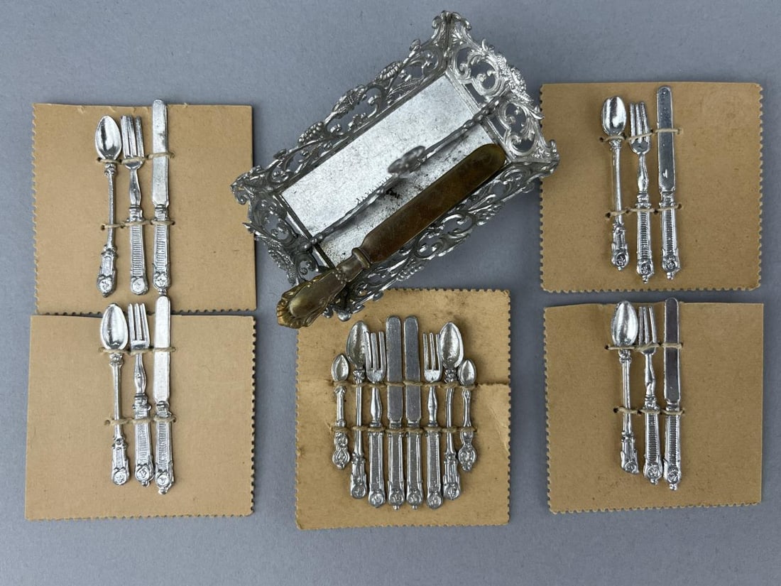 German Soft Metal Silverware Tray & Silverware (1 of 3)