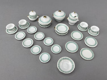 33 Pc. Porcelain Greek Key Dinnerware Set