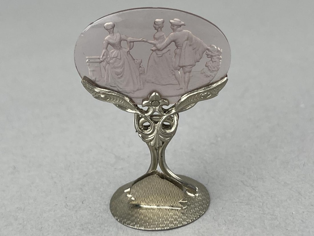 Antique Camphor Cut Czech Crystal, 1 3/4": Marked Czechoslovakia. Cut glass with purple tint.
