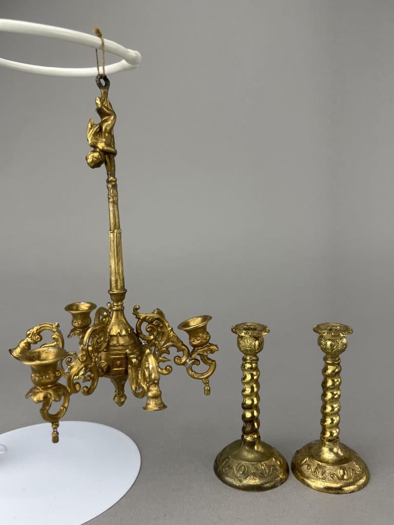 Gold Chandelier And Candlesticks, E & S (1 of 5)