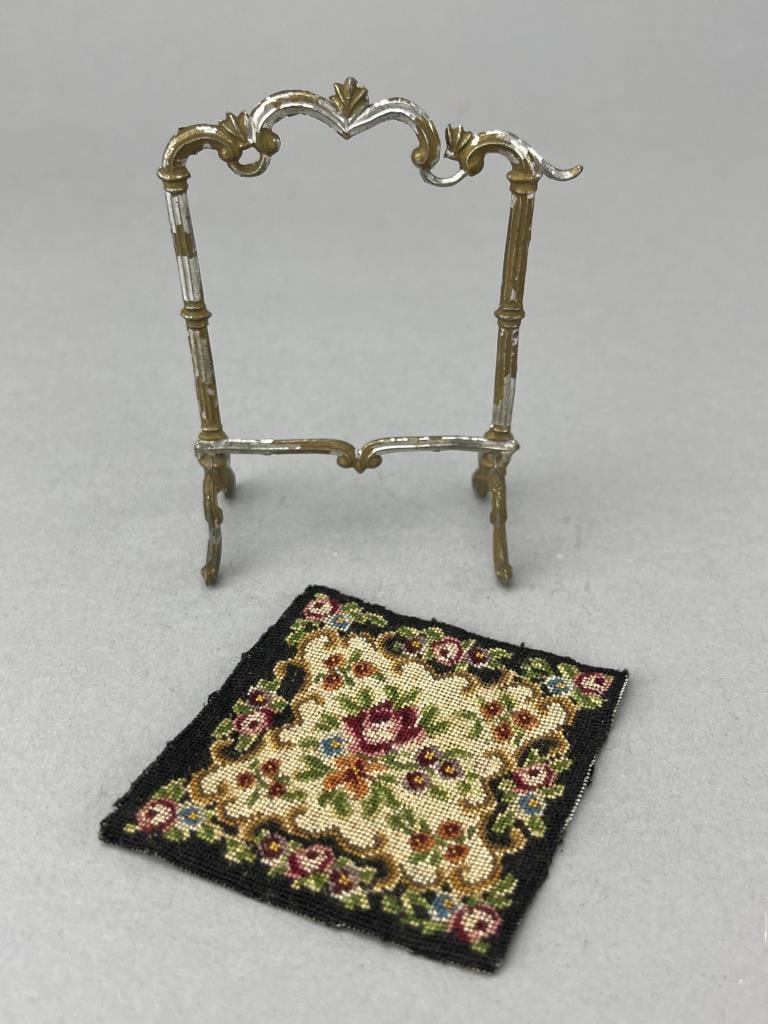 Fire Screen With Petit Point, Handmade (1 of 4)