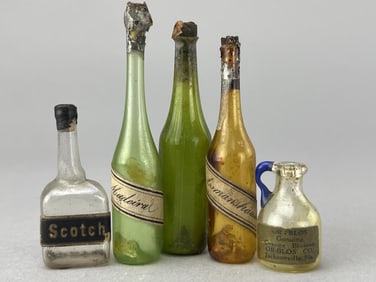 5 19Th C. Glass Liquor Bottles