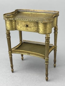 Louis Xv Incised Silverware Table W/ Gallery