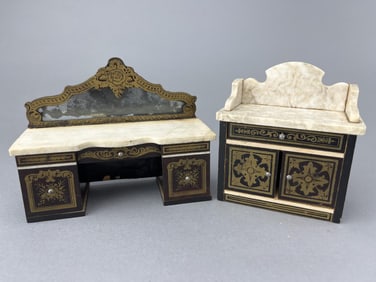 2 Biedermeier Pieces, Marble Tops