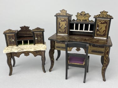 2 Biedermeier Writing Tables & Chair
