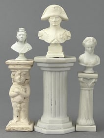 3 Pillar Stands And Busts