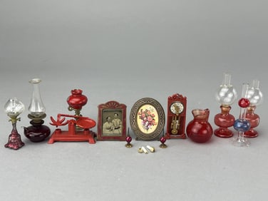 Antique Red Glass And Metal
