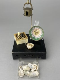 Asian Brass And Porcelain, Chess Set, Shells