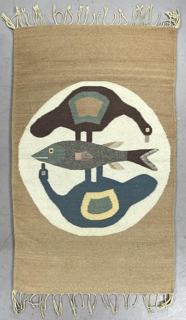 Handwoven Mexican Zapotec Rug Birds & Fish (1 of 4)
