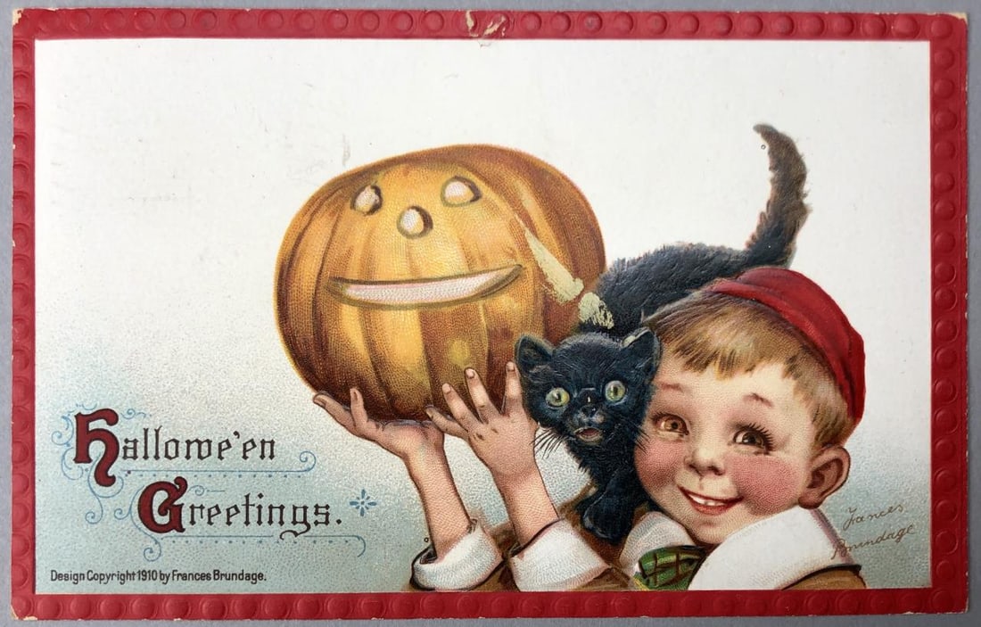 Antique Frances Brundage Halloween Postcard 1910 (1 of 8)