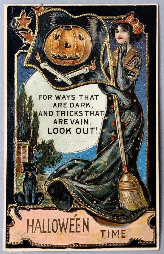 Antique Embossed ISL Pub. Halloween Postcard 1912 (1 of 11)